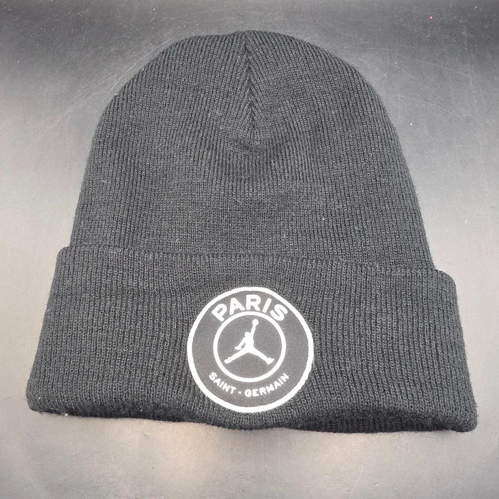 Jordan Paris Saint-Germain Beanie Unisex OSFM Black Cuffed Knit Hat CJ8045-010